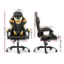 Office Chair Gaming Chair Computer Chairs Recliner PU Leather Seat Armrest Black Golden