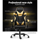 Office Chair Gaming Chair Computer Chairs Recliner PU Leather Seat Armrest Black Golden