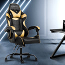 Office Chair Gaming Chair Computer Chairs Recliner PU Leather Seat Armrest Black Golden