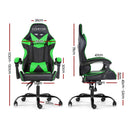 Office Chair Gaming Chair Computer Chairs Recliner PU Leather Seat Armrest Black Green