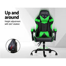 Office Chair Gaming Chair Computer Chairs Recliner PU Leather Seat Armrest Black Green