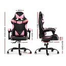 Office Chair Gaming Chair Computer Chairs Recliner PU Leather Seat Armrest Black Pink