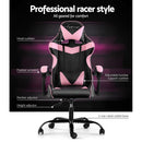 Office Chair Gaming Chair Computer Chairs Recliner PU Leather Seat Armrest Black Pink