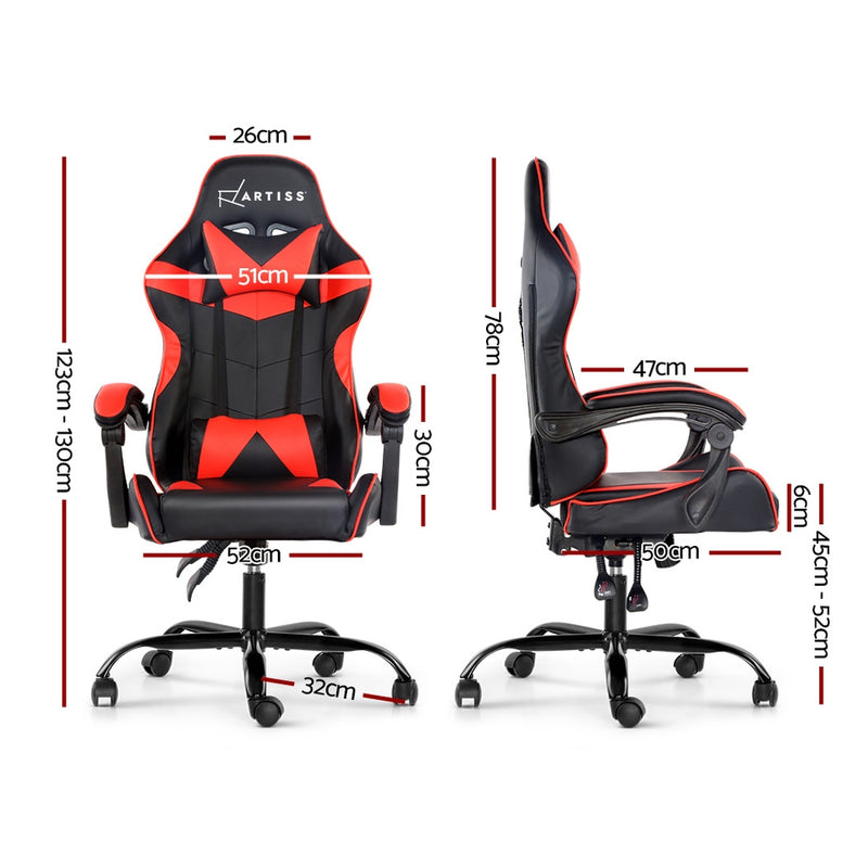 Gaming Office Chairs Computer Seating Racing Recliner Racer Black Red