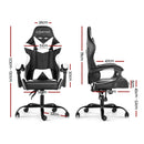 Gaming Office Chairs Computer Seating Racing Recliner Racer Black White