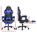 Gaming Office Chairs Computer Seating Racing Recliner Footrest Black Blue