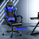Gaming Office Chairs Computer Seating Racing Recliner Footrest Black Blue