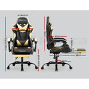 Office Chair Gaming Chair Computer Chairs Recliner PU Leather Seat Armrest Footrest Black Golden