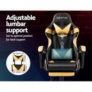 Office Chair Gaming Chair Computer Chairs Recliner PU Leather Seat Armrest Footrest Black Golden