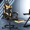 Office Chair Gaming Chair Computer Chairs Recliner PU Leather Seat Armrest Footrest Black Golden