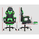 Office Chair Gaming Chair Computer Chairs Recliner PU Leather Seat Armrest Footrest Black Green