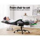 Office Chair Gaming Chair Computer Chairs Recliner PU Leather Seat Armrest Footrest Black Green