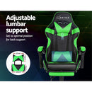 Office Chair Gaming Chair Computer Chairs Recliner PU Leather Seat Armrest Footrest Black Green