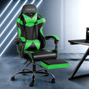 Office Chair Gaming Chair Computer Chairs Recliner PU Leather Seat Armrest Footrest Black Green
