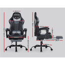 Office Chair Gaming Chair Computer Chairs Recliner PU Leather Seat Armrest Footrest Black Grey