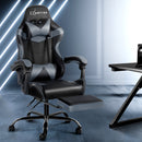 Office Chair Gaming Chair Computer Chairs Recliner PU Leather Seat Armrest Footrest Black Grey