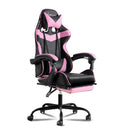 Office Chair Gaming Chair Computer Chairs Recliner PU Leather Seat Armrest Footrest Black Pink