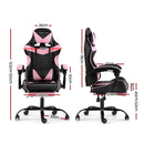 Office Chair Gaming Chair Computer Chairs Recliner PU Leather Seat Armrest Footrest Black Pink