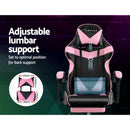 Office Chair Gaming Chair Computer Chairs Recliner PU Leather Seat Armrest Footrest Black Pink