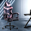 Office Chair Gaming Chair Computer Chairs Recliner PU Leather Seat Armrest Footrest Black Pink