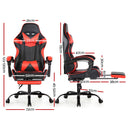 Gaming Office Chairs Computer Seating Racing Recliner Footrest Black Red