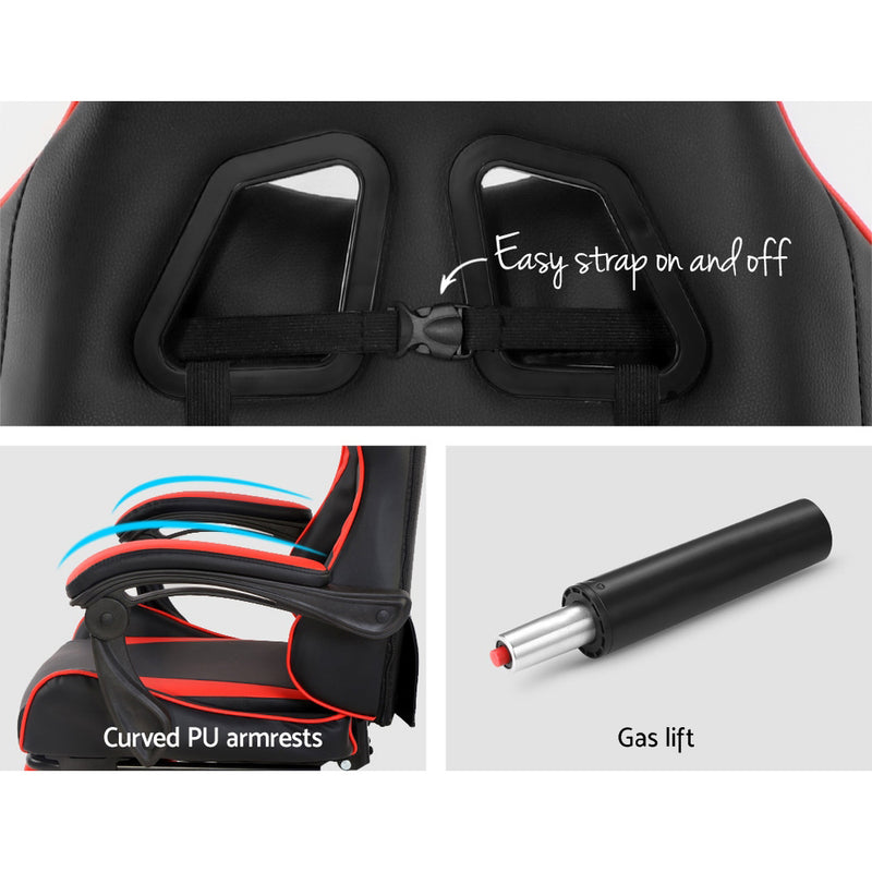 Gaming Office Chairs Computer Seating Racing Recliner Footrest Black Red