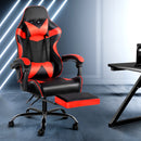 Gaming Office Chairs Computer Seating Racing Recliner Footrest Black Red