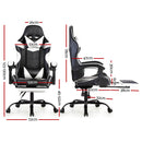 Gaming Office Chairs Computer Seating Racing Recliner Footrest Black White