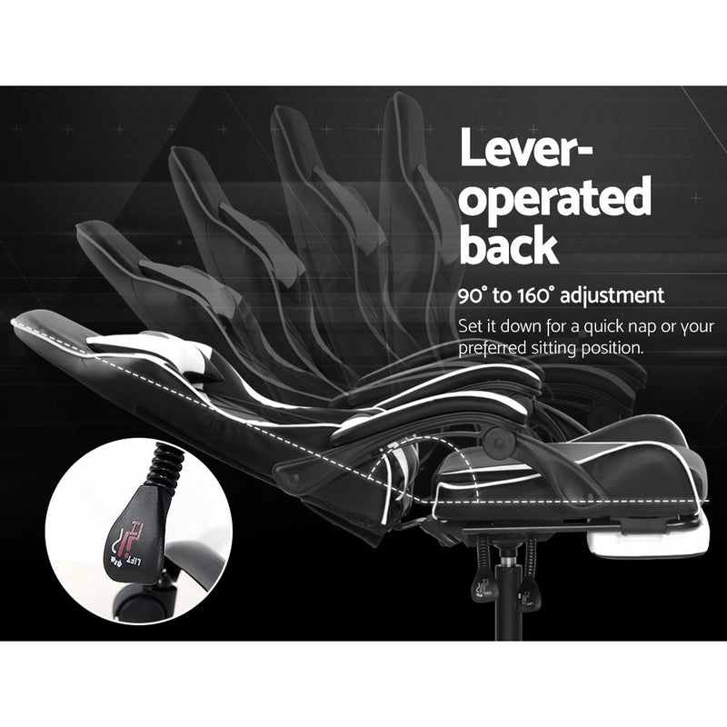 Gaming Office Chairs Computer Seating Racing Recliner Footrest Black White