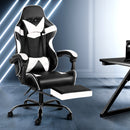Gaming Office Chairs Computer Seating Racing Recliner Footrest Black White