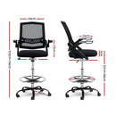 Office Chair Veer Drafting Stool Mesh Chairs Flip Up Armrest Black