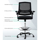 Office Chair Veer Drafting Stool Mesh Chairs Flip Up Armrest Black