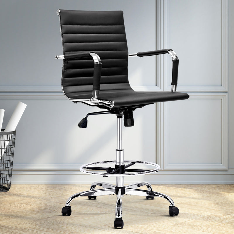 Office Chair Veer Drafting Stool Mesh Chairs Armrest Standing Desk Black