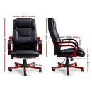 Executive Wooden Office Chair Wood Computer Chairs Leather Seat Sherman