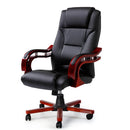 Executive Wooden Office Chair Wood Computer Chairs Leather Seat Sherman