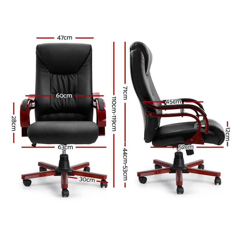 Executive Wooden Office Chair Wood Computer Chairs Leather Seat Sheridan