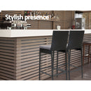 Set of 2 Outdoor Bar Stools Dining Chairs Wicker Furniture