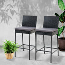 Set of 2 Outdoor Bar Stools Dining Chairs Wicker Furniture