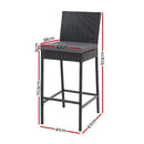 Set of 4 Outdoor Bar Stools Dining Chairs Wicker Furniture