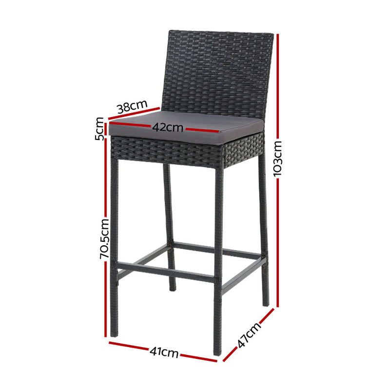 Set of 4 Outdoor Bar Stools Dining Chairs Wicker Furniture