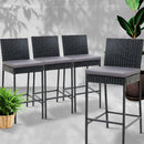 Set of 4 Outdoor Bar Stools Dining Chairs Wicker Furniture