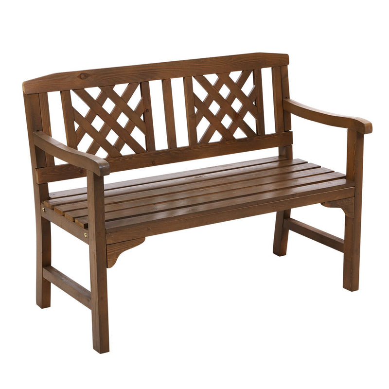 Wooden Garden Bench 2 Seat Patio Furniture Timber Outdoor Lounge Chair Natural