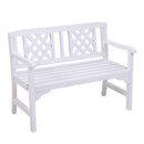 Wooden Garden Bench 2 Seat Patio Furniture Timber Outdoor Lounge Chair White