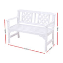 Wooden Garden Bench 2 Seat Patio Furniture Timber Outdoor Lounge Chair White