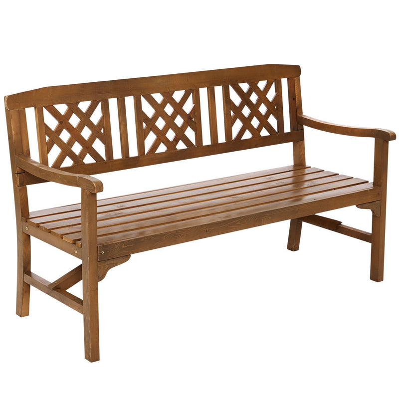 Wooden Garden Bench 3 Seat Patio Furniture Timber Outdoor Lounge Chair Natural