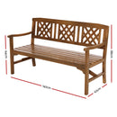 Wooden Garden Bench 3 Seat Patio Furniture Timber Outdoor Lounge Chair Natural