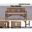 Wooden Garden Bench 3 Seat Patio Furniture Timber Outdoor Lounge Chair Natural