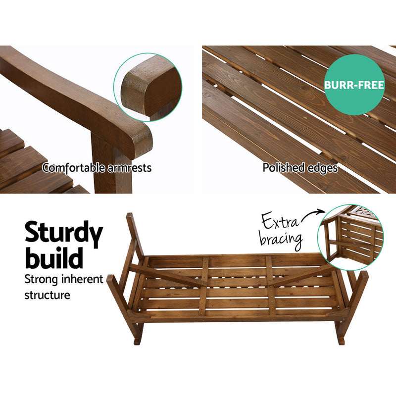Wooden Garden Bench 3 Seat Patio Furniture Timber Outdoor Lounge Chair Natural