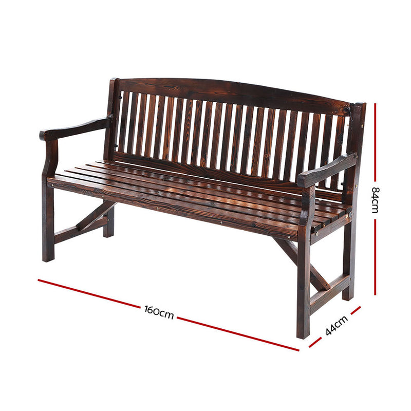 Wooden Garden Bench Chair Natural Outdoor Furniture Décor Patio Deck 3 Seater
