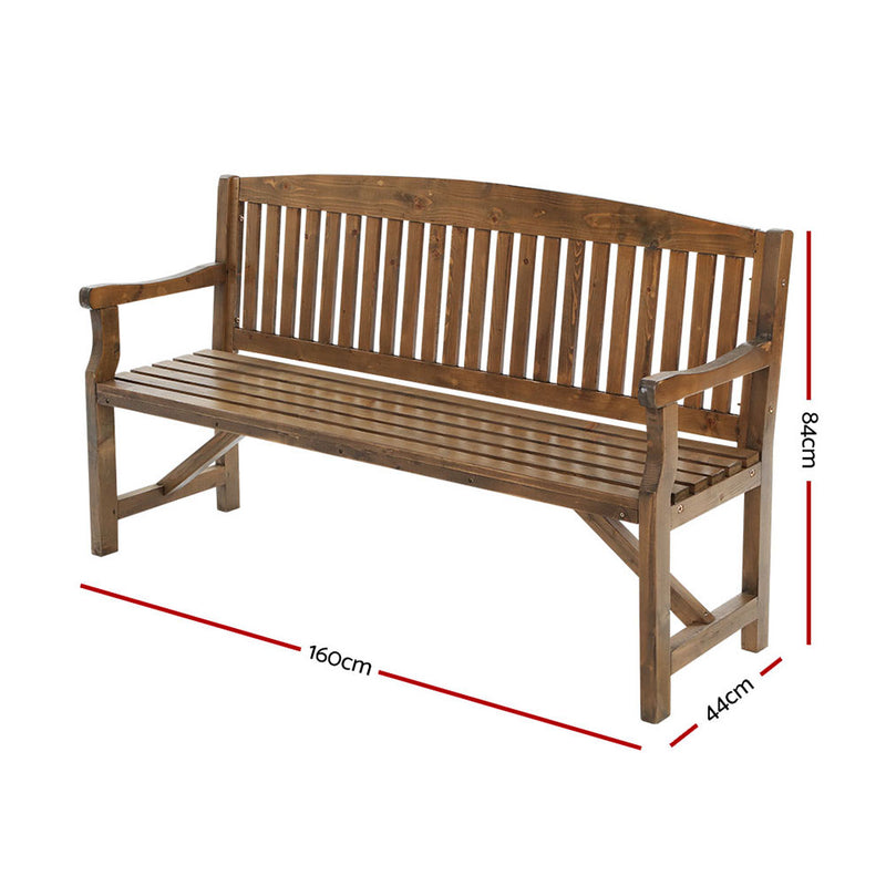 Wooden Garden Bench Chair Natural Outdoor Furniture Décor Patio Deck 3 Seater